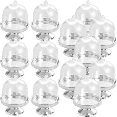 Augro 12 kpl minikakkuteline, jossa on kupolin kansi, muovinen Cupcake Candy Cholocate Macaron Holder Stand For Party