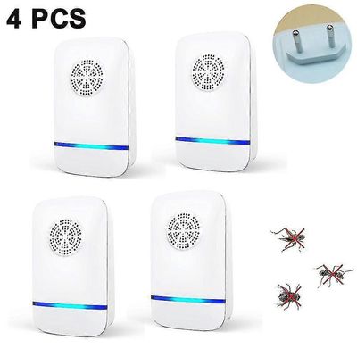 Ultraääni pest repeller, 4 pakkausta, elektroninen sisätilojen tuholaiskarkotetulppa hyttysille, hiirille, särki, hämähäkki, hyönteiset (eu / us / ...