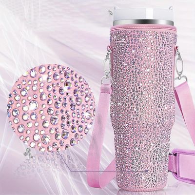 Stanley 40oz Cup Hot Diamond Cover Neopreenieristetty kannettava pullonkansi Vaaleanpunainen
