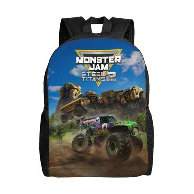 Reppu 1388QF Monster Truck Jam -reppu Suurikapasiteettinen koululaukku kirjalaukku Rento Päiväreppu Reput Naisille Miehet Lapset XA1388 16.1 X 11.8...