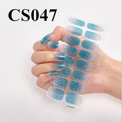 16 stykker / ark Fuld dækning indpakket neglelak sticker strimler Nail Art Dekoration Solid Color CSO47 3pcs