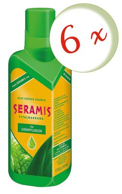 6 x SERAMIS® elintärkeää ruokaa vihreille kasveille ja palmuille, 500 ml