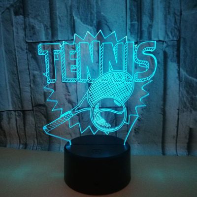 Qinwei Tennis Hjem Dekor Creative 3D Illusion Lampe LED Night Light 3D Akryl Misfarging Fargerik Gradient atmosfære Lamp Nyhet Lighting St