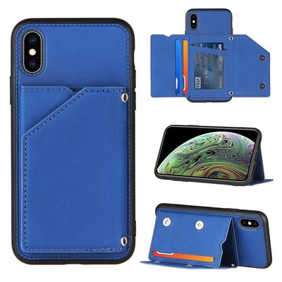 Gangxun Sag Til Iphone X/xs Vintage Cuir Cover Læderetui Kofanger - Noir