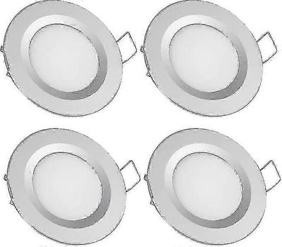 4 x LED upotettava kohdevalo 12v reikä 58-65mm 3w 3200k upotettava kattovalaisin matkailuautovene asuntovaunu van jahti lämmin valkoinen (hopea vii...