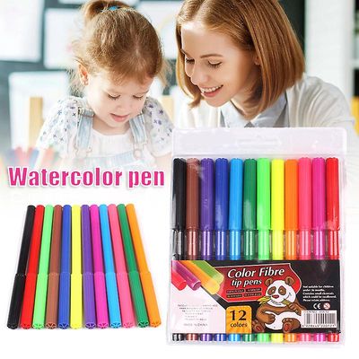 12stk/ sæt Marker Pen Sæt Akvarelpen Med Opbevaringspose til Tegning af Maling Skoleelevers Forsyninger
