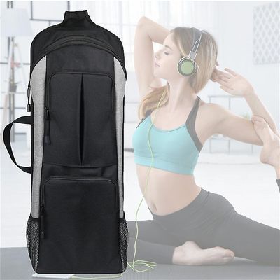 Yogamatteholder, yogaryggsekk for 1,27 cm tykke matter, store lommer og vannflaskeholdere - Full glidelås yogamatte bæreveske for menn
