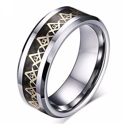 Bricks Masons Firkantet og kompasopalite ringe Sort guld 7