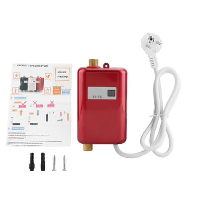 Electric Tankless Instant Hot Water Heater 220V 3800W mini elektrisk tankløs øyeblikkelig varmtvannsbereder bad kjøkkenvask EU-plugg rød