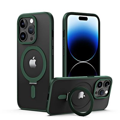 Phone Case IPhone 15 Pro -kotelo, jossa on magneettinen näkymätön jalusta, yhteensopiva Magsafe-suojaavan kristallinkirkkaan iPhone 15 Pro -puhelin...