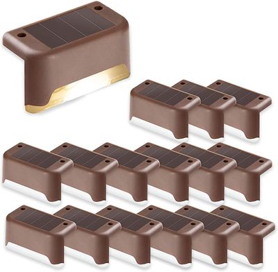 1/4/8 Pcs førte sol trappe lampe vandtæt udendørs hegn lys haven lys sti værftet gårdhave dekoration 16pcs brun
