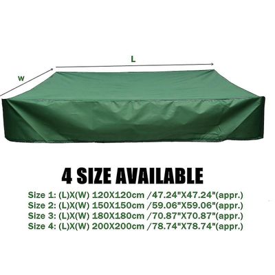 hiekkalaatikon kansi 150x150 cm vedenpitävä kansi UV-suoja 70% suoja Oxfordin hiekkalaatikolle kiristysnyörillä, vihreä-150x150 cm
