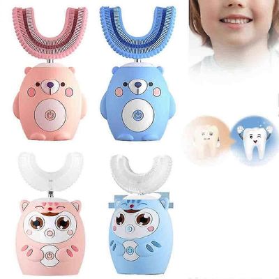 Lasten sähköhammasharja langaton ladattava ultraäänihammasharja automaattinen hammasharja taaperolle K5 Vaaleanpunainen 7-14 Years Old