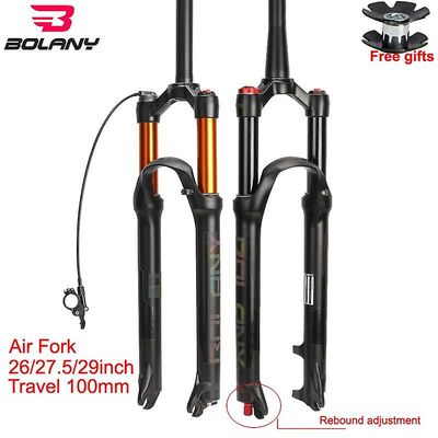 Bolany Cykel Gaffel Solo Air med rebound Justering Mtb Bike Front Suspension 26/27.5/29er Straight/tilspidset Rl/lo Quick Release Orange