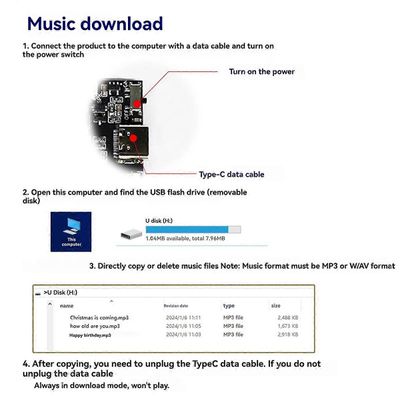 GC07A Tallennettava Äänimoduuli Akku Joulu Syntymäpäiväkortti Musiikkikansi Seinä MP3 Lataa Voi Leave Play