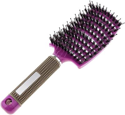 Xqday Hårbørste Vildsvinebørste, Buet Udluftning Hårbørste, Vildsvin Børste Hår Detangling Brush Til Thic