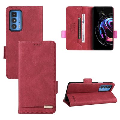 Gangxun Etui til Motorola Moto Edge 20 Pro / edge S Pro læderetui Folio Flip med kreditkortspor Etui Coque Rød