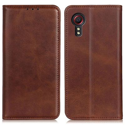Samsung Galaxy Xcover 7 halkaisunahkakotelo lompakon kansi magneettinen sulkeminen kahvi