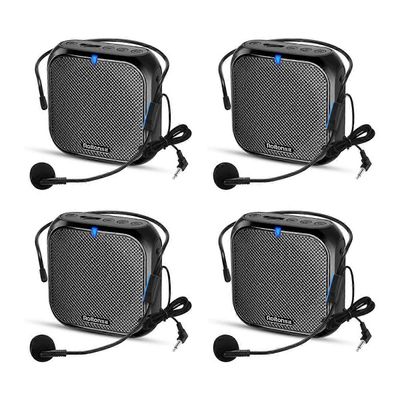 4X kannettava äänivahvistin, vahvistin mikrofonilla kaiutin henkilökohtainen PA-järjestelmä Musta