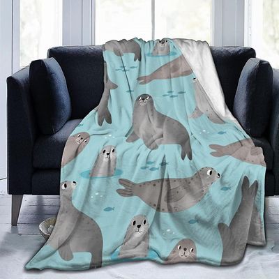 Kast Blanket Cute Seal Kast teppe Flanell Fleece Blanket Super myk og komfortabel sengetøy hele sesongen Varme og lys Sofa Blanket Zszjb53 150cmX125cm