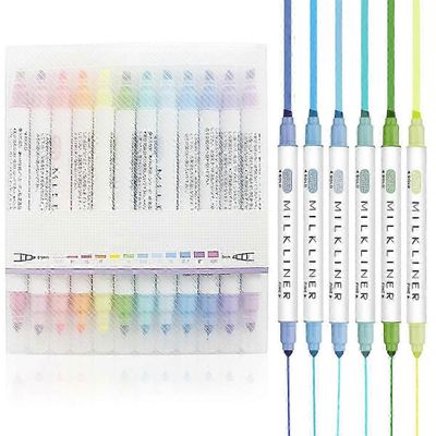 Tyylikkäät Raamatun korostuskynät, ilman vuotoa Kaksikärkiset merkit tarkkaan korostamiseen (12 eloisaa väriä)