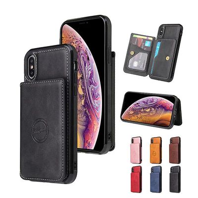 Darmowade Iphone X -lompakkokotelo kortinpitimellä, jalustalla, magneettisella selällä autokiinnikkeelle, erittäin ohut PU-nahkainen naarmuuntumato...