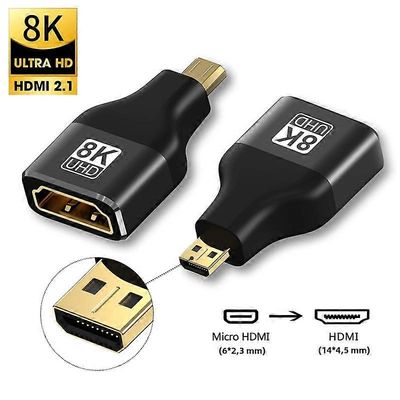 Micro HDMI-HDMI 2.1 -sovitinmuunnin 8K 60Hz 4K 120Hz Sony-projektorikameralle Mini HDMI -laajennus, joka on yhteensopiva tietokonenäytön television...