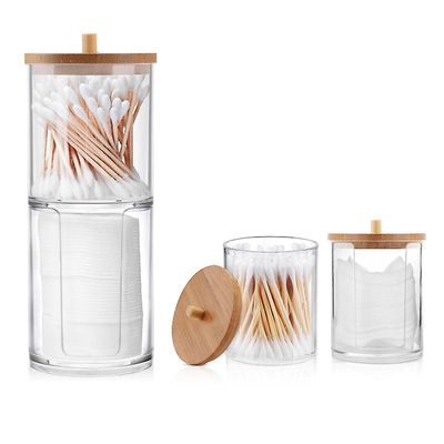Makeup Cotton Pad Organizer Badeværelse Opbevaringsboks til vatpinde Kosmetik Smykker Makeup Remover Pad Container med bambus låg A