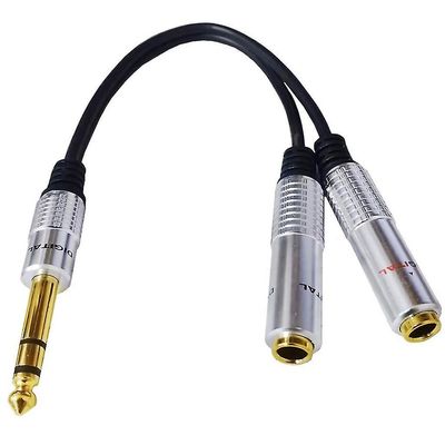 6.35mm 1 / 4 tommers Trs Stereo til Dual 1 / 4 tommers Ts-mono Y-splitter breakout kabel