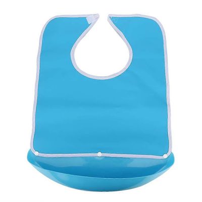 Aikuinen vanhin irrotettava ruokalappu vedenpitävä kolmiulotteinen syömisvammaisten apuväline röyhtäilykangas (sininen)