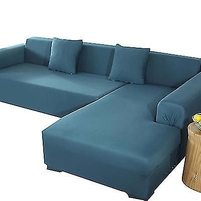 Barsinfi Elastisk kombination sofabetræk blødt L formet sofadæksel blå four person