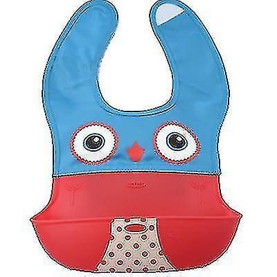 Silikone Tegneserie Mønster Baby Bib, Bærbar Vandtæt Bib rød