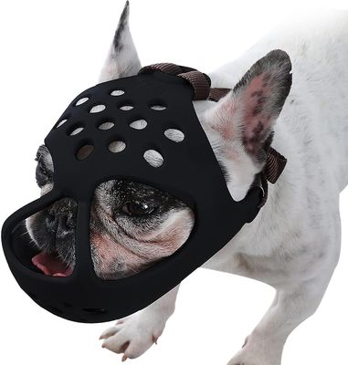 Frusde Koiran kuono lyhyille kuonokoirille, pehmeä silikoni hengittävä bulldog-kuono puremiseen, pureskeluun, nuolemiseen, ihanteellinen litteäkasv...