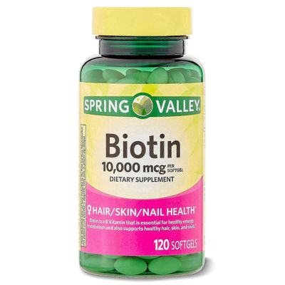Spring Valley Spring Valleyn biotiini, 10000 mcg, pehmeät geelit, 120 ea