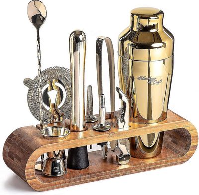 Mixology Bartender Kit: 10-delt Bar Tool Set Med Bamboo Stand | Perfect Home Bartending Kit og Martini Cocktail Shaker Set For A Perfect Drink Mixi