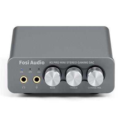 K5 PRO USB Gaming DAC med mikrofon hodetelefonforsterker Mini Audio DAC for stasjonære drevne aktive høyttalere Mørk grå