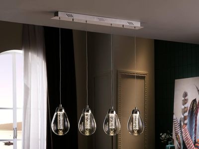 Schuller Lighting Schuller Taccia - Integreret LED 4 Light Crystal Bar Loft Vedhæng Chrome