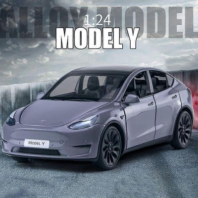 Uusi 1:24 Tesla Model Y Model 3 latauspaaluseoksesta valmistetulla autolla, painevaletulla leluautomallilla, äänellä ja valolla, lasten keräilyesin...