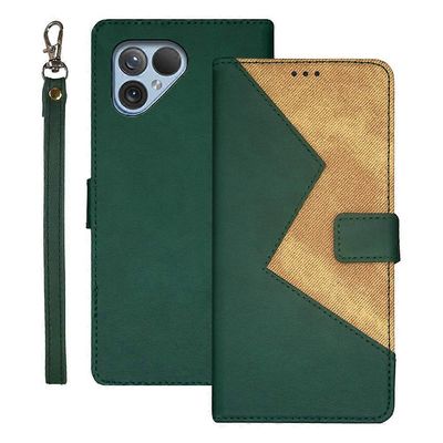 Fairphone 5 -kotelo, jossa kortinpidike PU-nahkainen puhelimen kansi Vihreä
