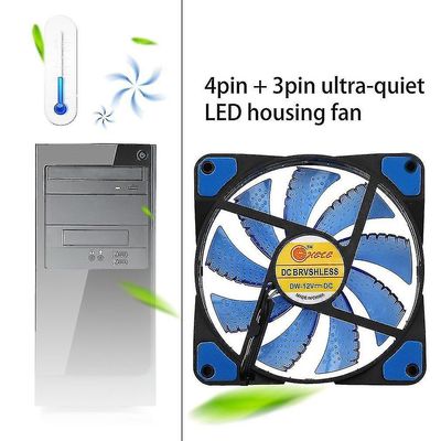 120 mm led ultrastumpen computertaske, ventilator 15 leds 12 v let installeret