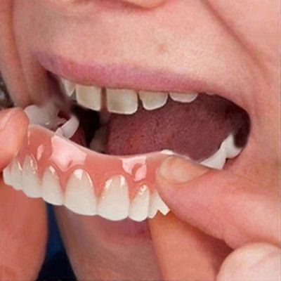 Erittäin ohuet väärennetyt kirkkaan valkoiset hammasviilut silikoni pehmeä turvallinen liima hammasproteesi piilovarjo sävy henkselit mukavat hampa...