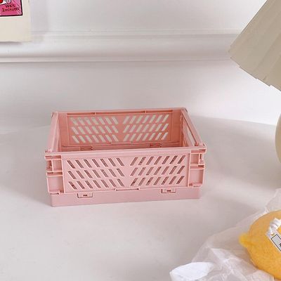 1 Pc Mini Desktop Cream Farve Plast Foldbar Stationær Arrangør, Pink Color
