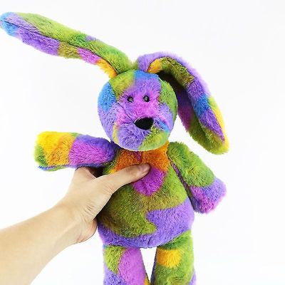 Zhuopai Børns plyslegetøj til børn Sød regnbuekanin enhjørning plys legetøj Colorful Rabbit38cm