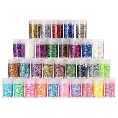 Exsha Glitter, fine glitters ja holografinen chunky glitters, glitter Nauloille, 32kpl