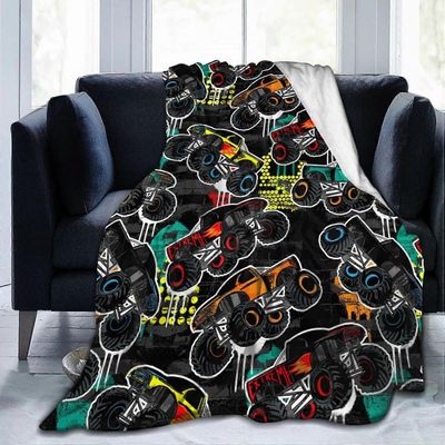 Kerota Pehmeä huopa monsteriauto autot kuvio flanelliheittohuopa erittäin pehmeä lämmin yhden huopa antistaattinen pestävä huopa vuodesohvalle 60x5...