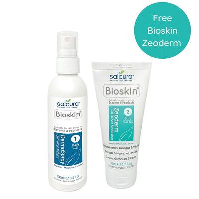 Salcura bioskin dermaspray hudnæring + gratis zeoderm hudreparasjon fuktighetskrem +