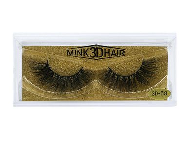 3d Mink Natural Tyk Falsk Falske Øjenvipper Håndlavede vipper Makeup Extension Lohill 3d-58 Sort