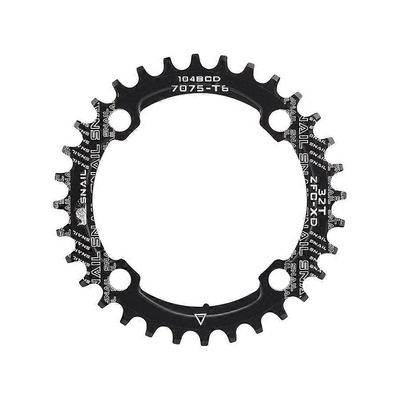 104BCD musta 32T pyöreä pyörän eturatas - kapea leveä hammasrakenne