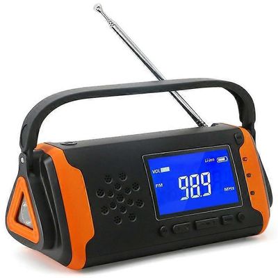 Hätäaurinko käsikampiradio AM / FM-radio LED-taskulampulla 4000mAh Power Bank -laturi (EU-versio) Monivärinen