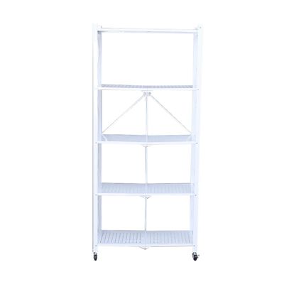 Heikoeco Klappbares Mobiles Regal, Metallregal mit 3/5 Ebenen, Bodenlagerregal fr Wohnzimmer, Schlafzimmer und Homeoffice Weiss 5 Ebene